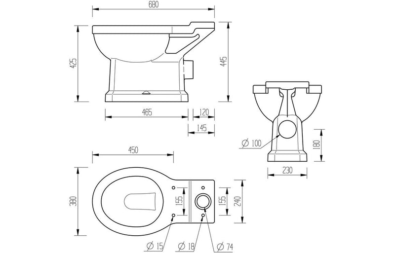 York Close Coupled WC & Indigo Ash Soft Close Seat