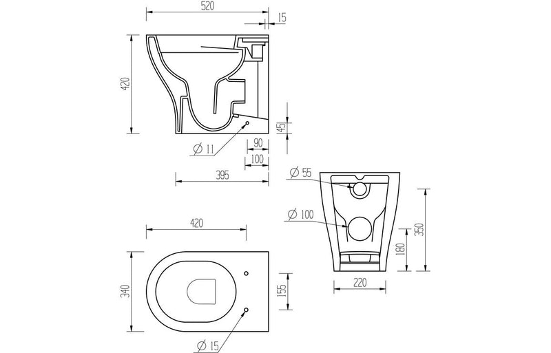 Sofia Rimless Back To Wall WC & Soft Close Seat