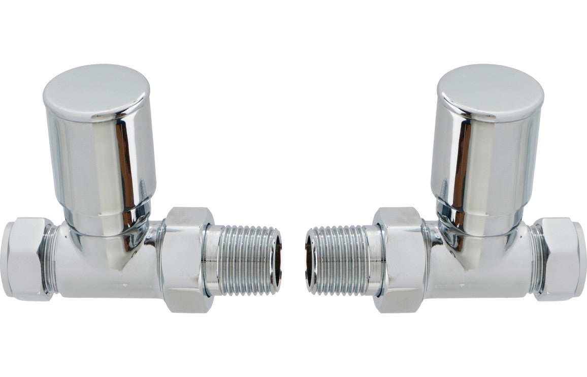 Patterned Chrome Radiator Valves - Straight