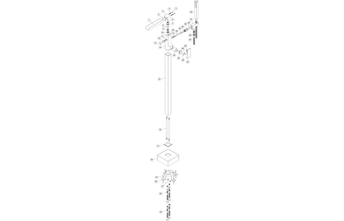 Nivola Floor Standing Bath/Shower Mixer - Chrome