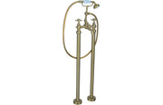 York Floor Standing Bath/Shower Mixer & Shower Kit - Brushed Brass