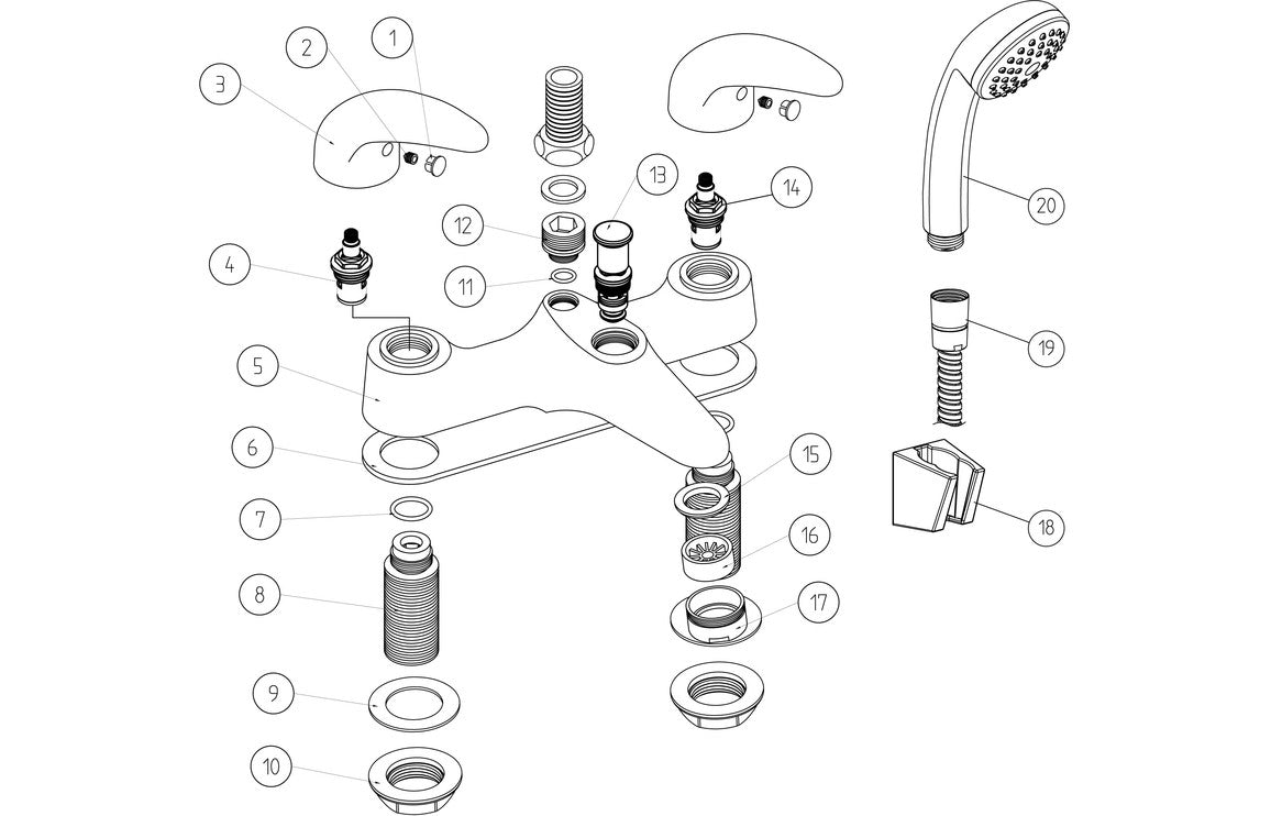 Romano Low Pressure Bath/Shower Mixer - Chrome