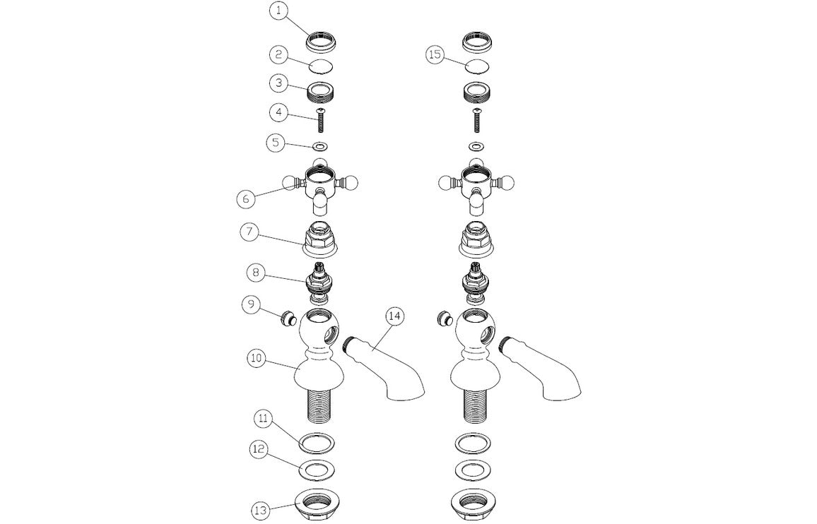 York Bath Pillar Taps - Brushed Brass