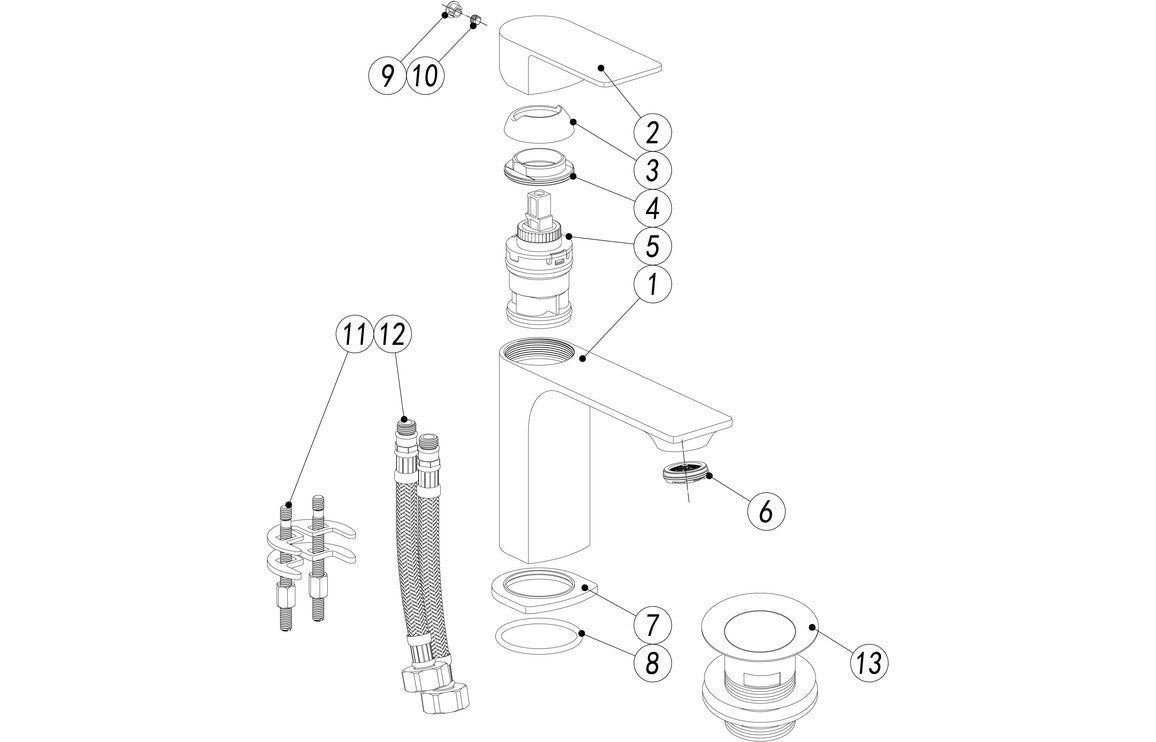 Delfino Basin Mixer & Waste - Chrome