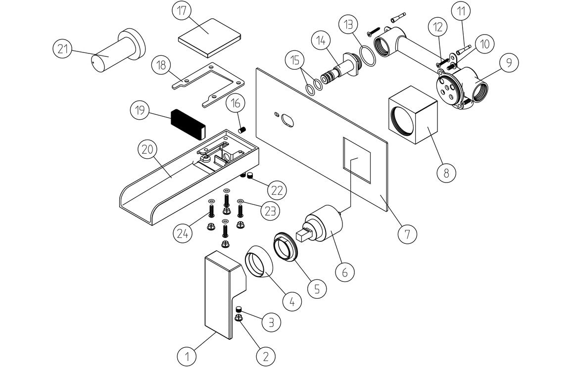 Nivola Wall Mounted Basin Mixer - Chrome