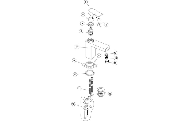 Zed Basin Mixer & Waste - Chrome