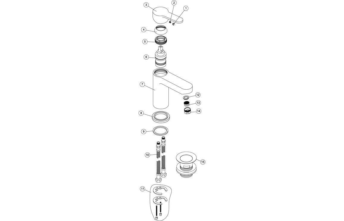 Alzira Basin Mixer & Waste - Chrome