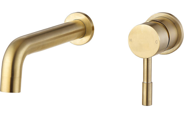 Sirena Wall Mounted Basin Mixer - Brushed Brass