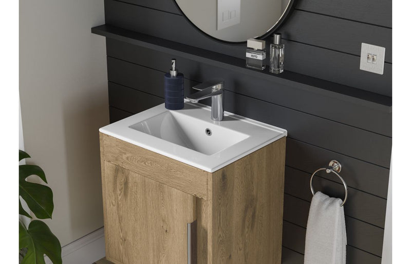 Evolve 510mm Wall Hung Unit Inc. Basin - Seville Oak