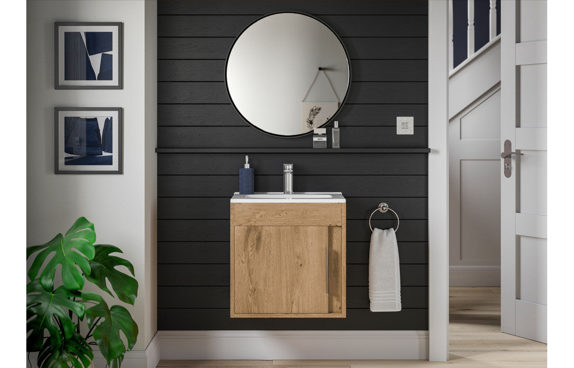 Evolve 510mm Wall Hung Unit Inc. Basin - Seville Oak