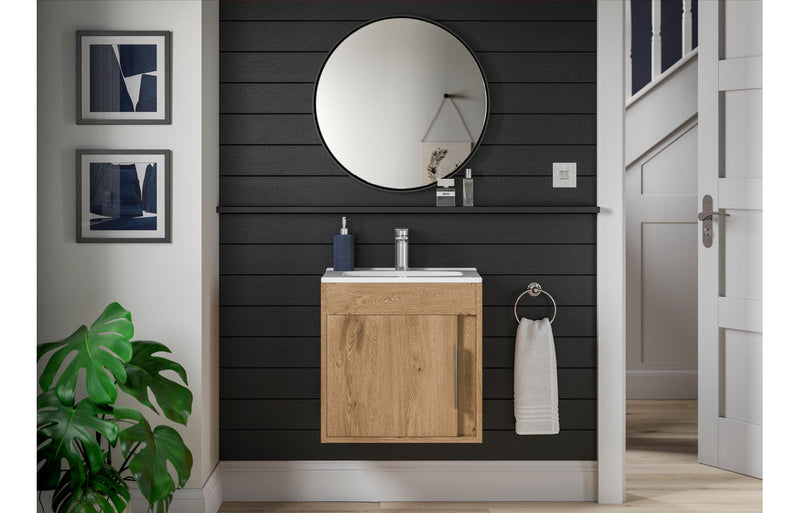 Evolve 510mm Wall Hung Unit Inc. Basin - Seville Oak
