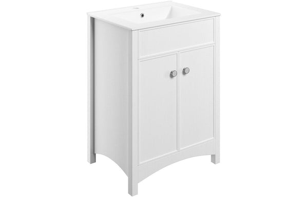 Luminara 610mm Floor Standing Basin Unit (exc. Basin) - Satin White Ash