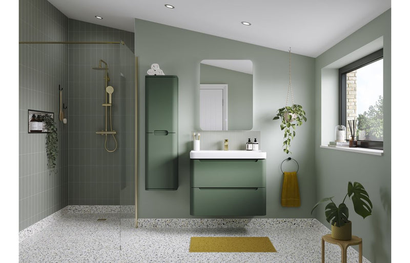 Harmony 800mm 2 Drawer Wall Hung Basin Unit - Matt Sage Green