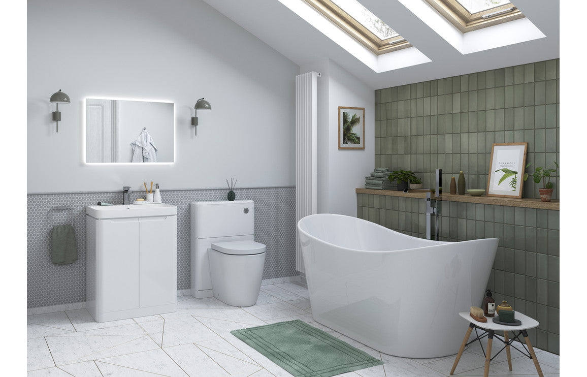 Harmony 500mm 2 Drawer Wall Hung Cloakroom Basin Unit - White Gloss