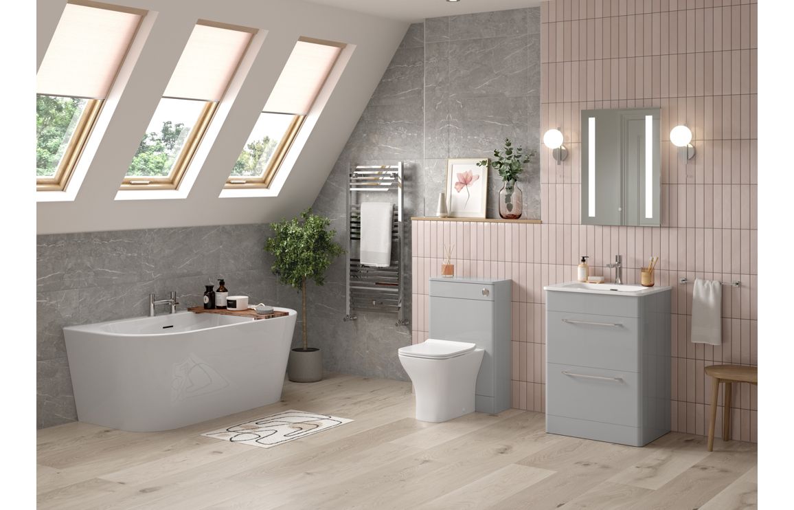 Genesis 610mm 2 Drawer Wall Unit & Basin - Grey Gloss