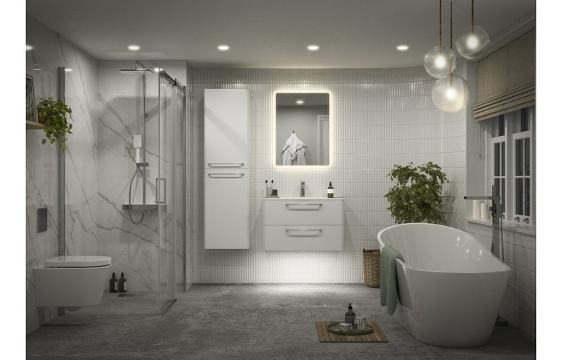 Genesis 810mm 2 Drawer Wall Unit & Basin - White Gloss