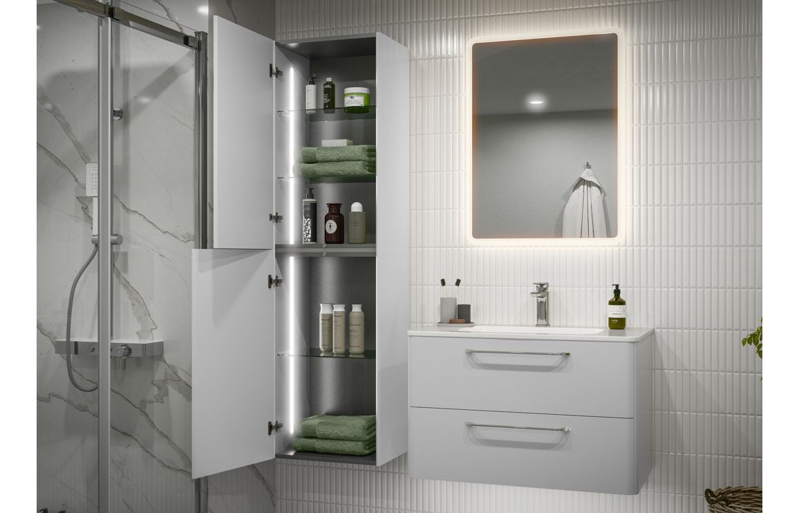 Genesis 810mm 2 Drawer Wall Unit & Basin - White Gloss