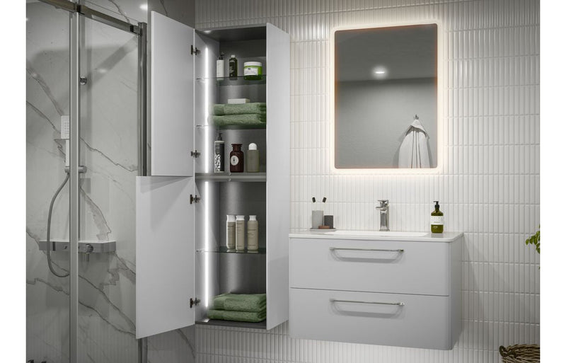 Genesis 810mm 2 Drawer Wall Unit & Basin - White Gloss