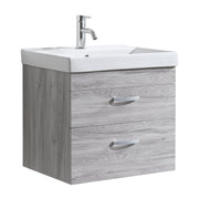 Zen 600mm Waterproof Wood Effect Wall Hung PVC Vanity Unit With Drawers and Basin