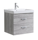 Zen 600mm Waterproof Wood Effect Wall Hung PVC Vanity Unit With Drawers and Basin