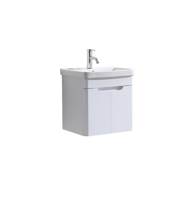 Crescent 500mm Waterproof Curved Wall Hung PVC Vanity Unit With Doors and Basin
