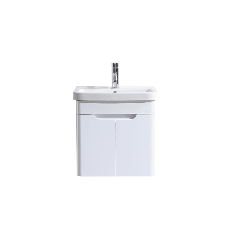 Crescent 500mm Waterproof Curved Wall Hung PVC Vanity Unit With Doors and Basin