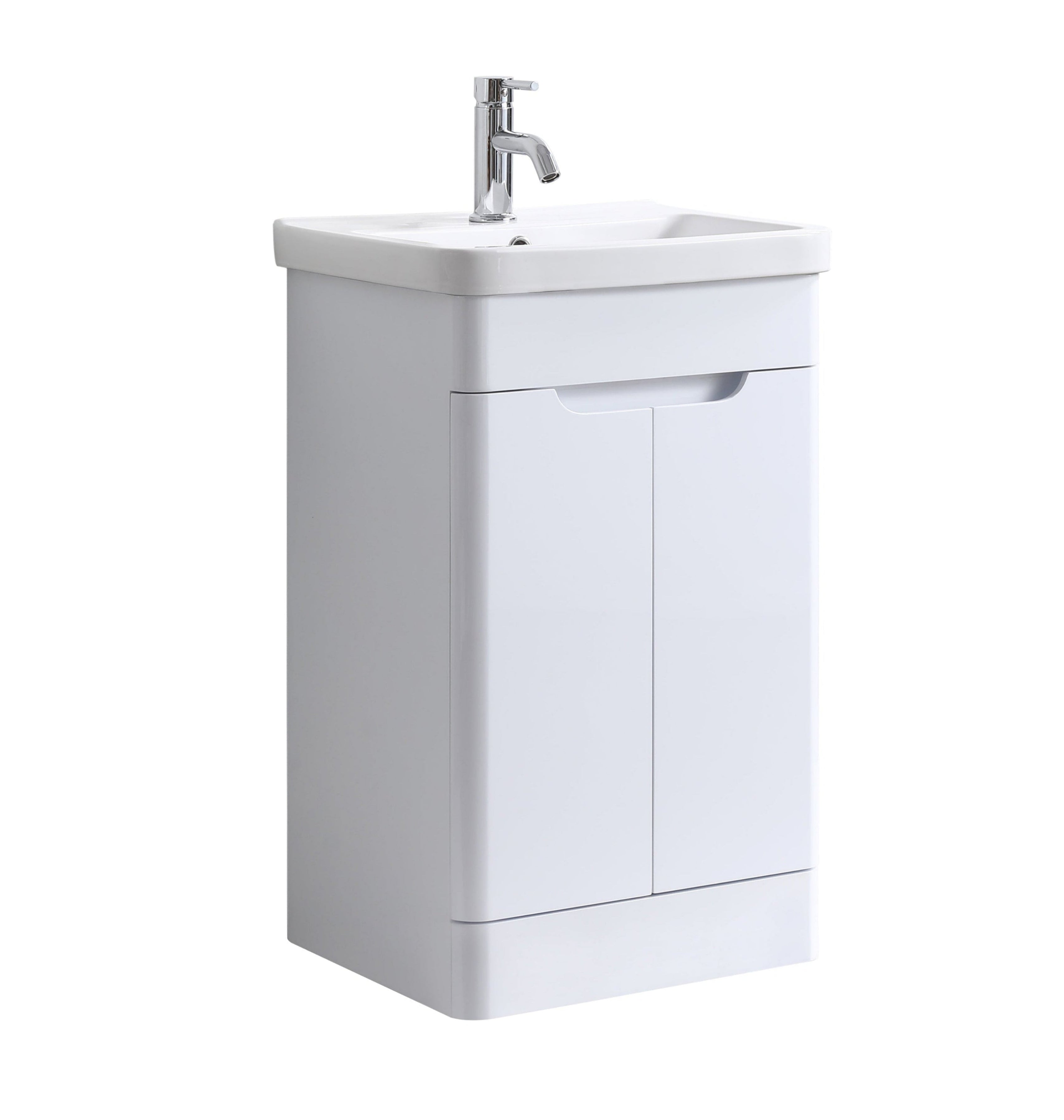 Crescent 500mm Waterproof Curved PVC Vanity Unit With Doors and Basin