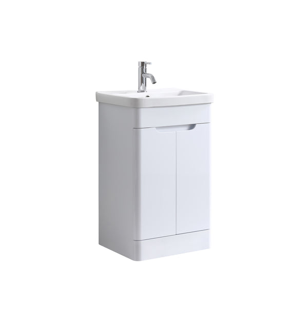 Crescent 500mm Waterproof Curved PVC Vanity Unit With Doors and Basin