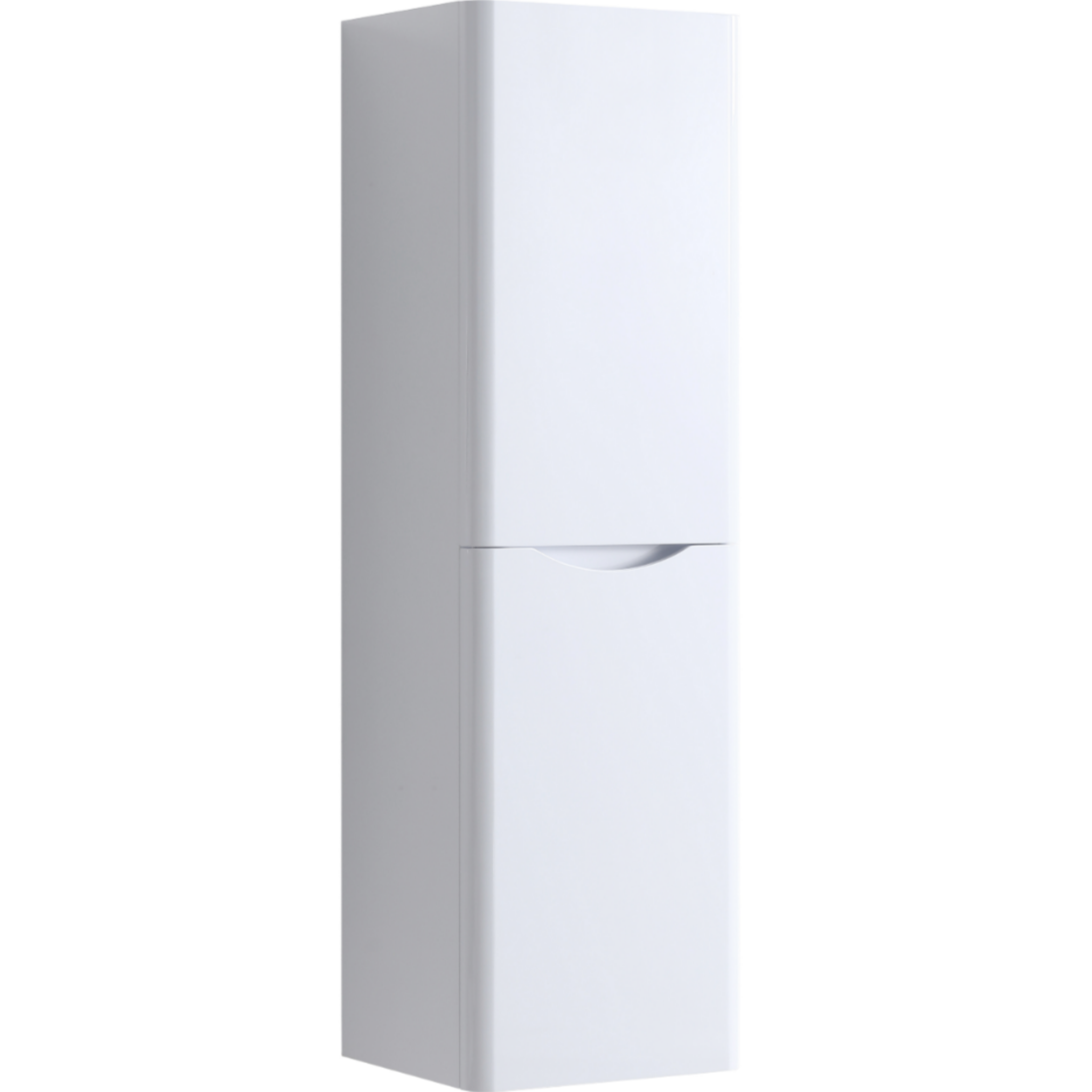 White tall cabinet with a drawer on a white background