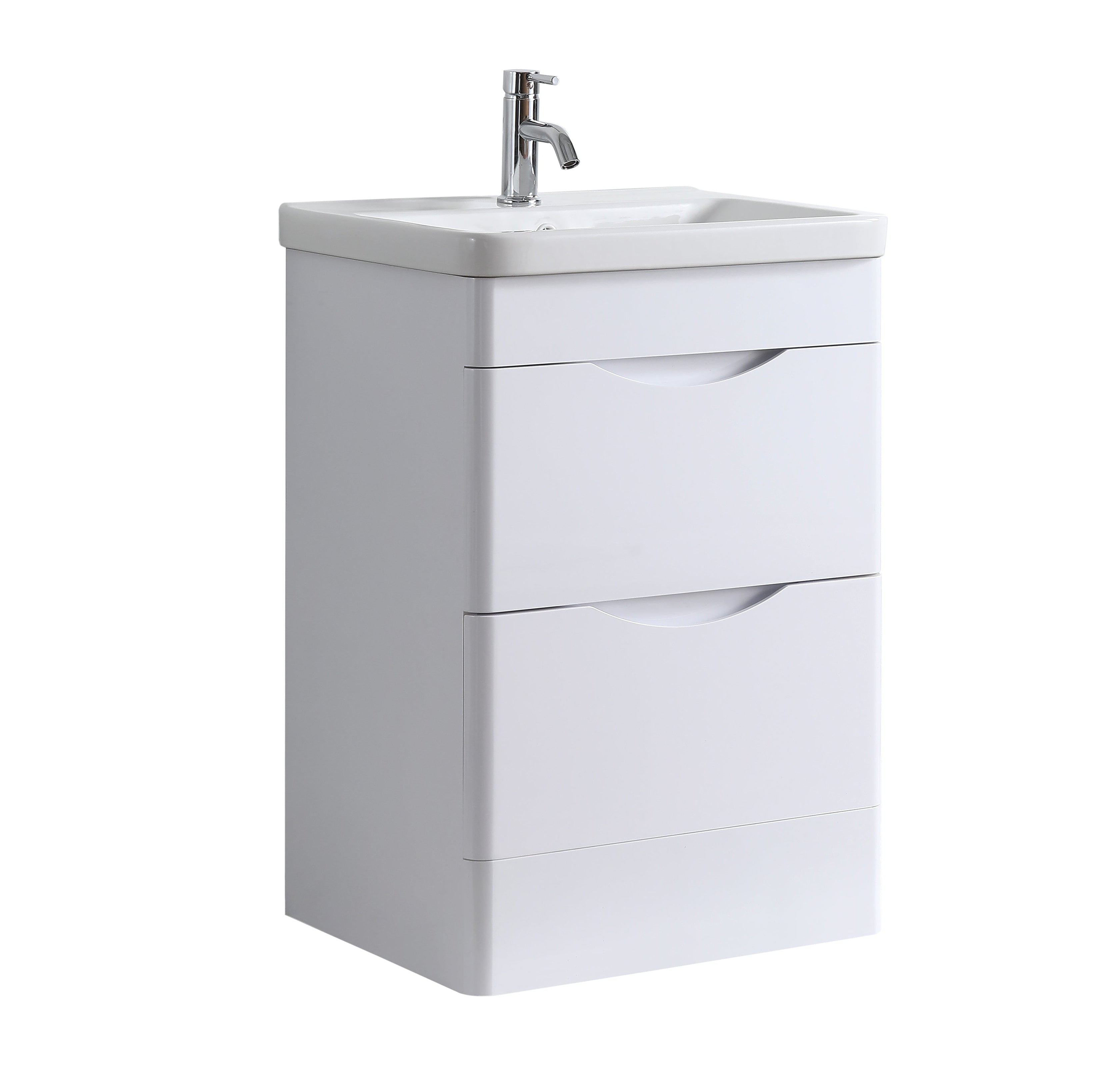 Crescent 600mm Waterproof Curved PVC Vanity Unit With Drawers and Basin