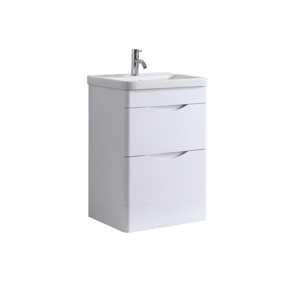 Crescent 600mm Waterproof Curved PVC Vanity Unit With Drawers and Basin