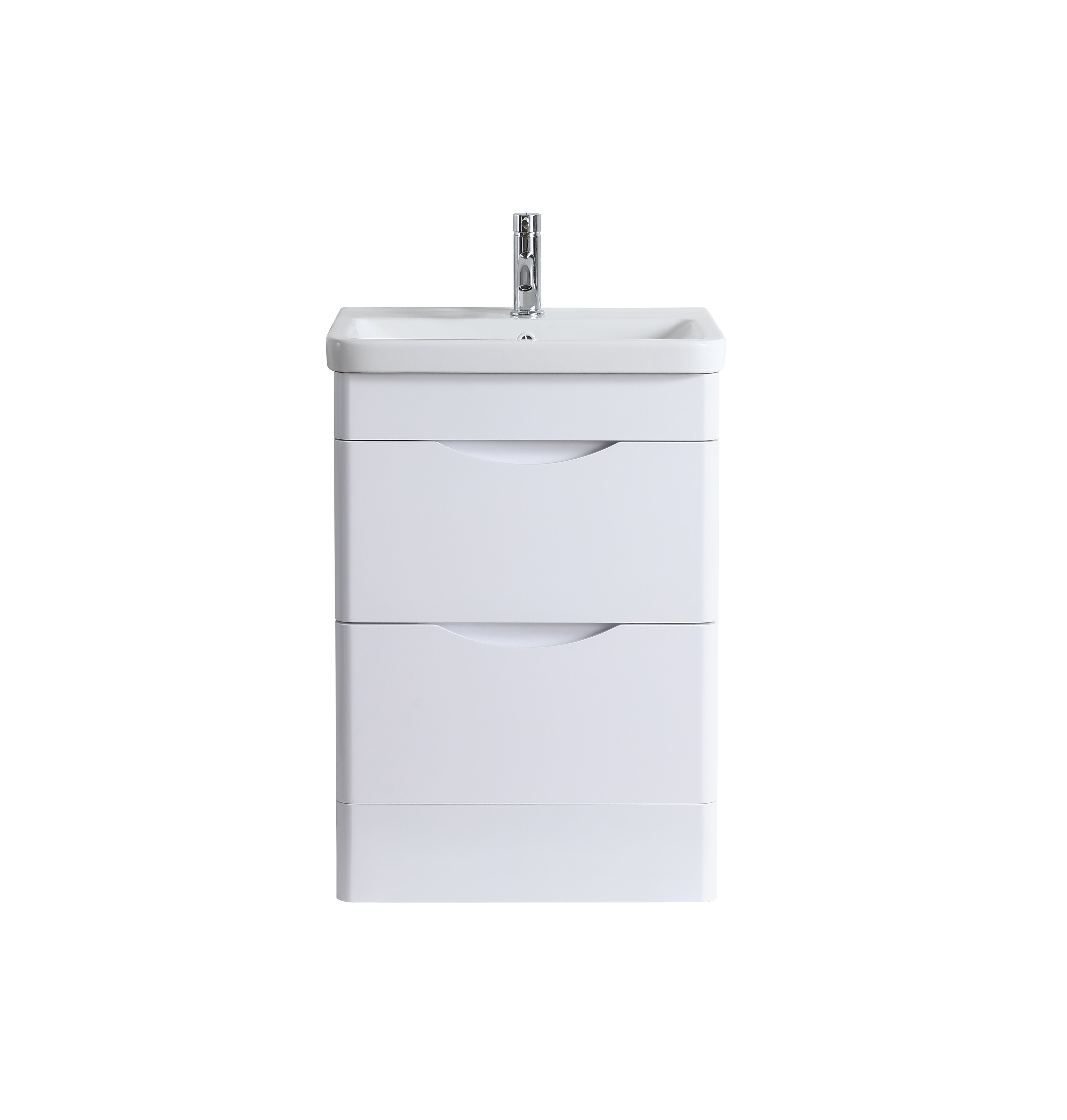 Crescent 600mm Waterproof Curved PVC Vanity Unit With Drawers and Basin