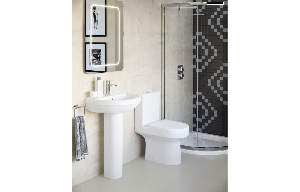 Sanita Close Coupled Open Back WC & Soft Close Seat