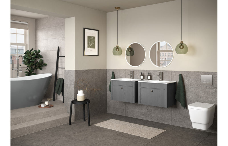 Luminara 605mm Wall Hung Basin Unit (exc. Basin) - Grey Ash