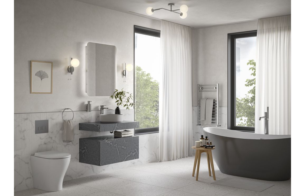 Mosaic 600mm Wall Hung Storage Drawer - Grey Marble