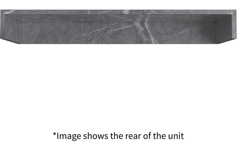 Mosaic 600mm Wall Hung Grey Marble Basin Shelf & Chrome Bottle Trap