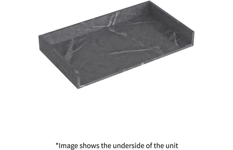 Mosaic 600mm Wall Hung Grey Marble Basin Shelf & Chrome Bottle Trap