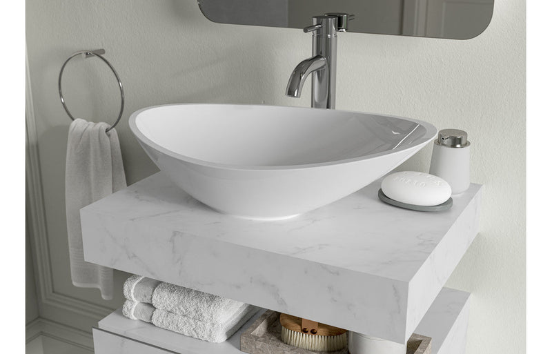 Mosaic 800mm Wall Hung Basin Shelf - White Marble