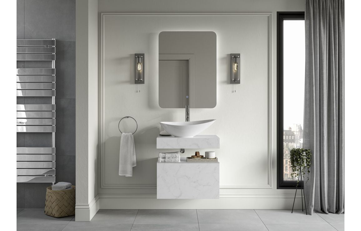 Mosaic 600mm Wall Hung Storage Drawer - White Marble