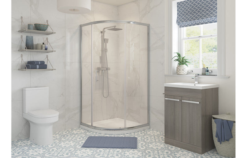 Crystal 900mm 1 Door Quadrant - Chrome