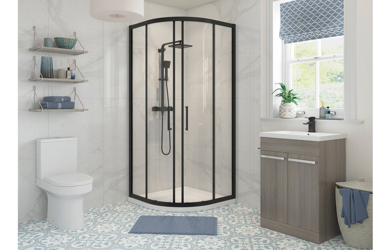 Crystal 900mm 2 Door Quadrant - Black
