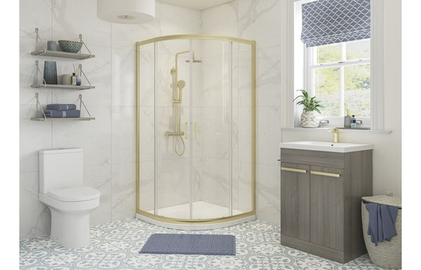 Crystal 900mm 2 Door Quadrant - Brushed Brass
