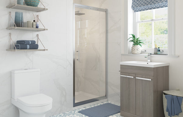 Crystal 800mm Pivot Door - Chrome
