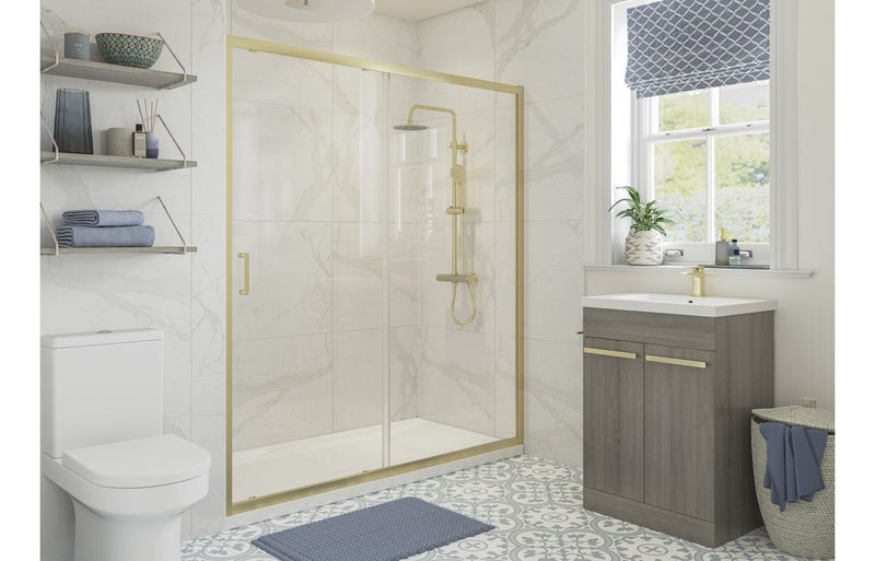 Crystal 1200mm Sliding Door - Brushed Brass