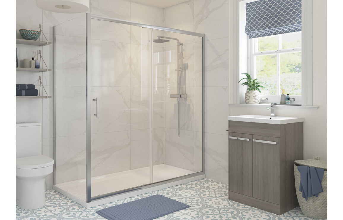 Crystal 1200mm Sliding Door & 700mm Tray Pack - Chrome