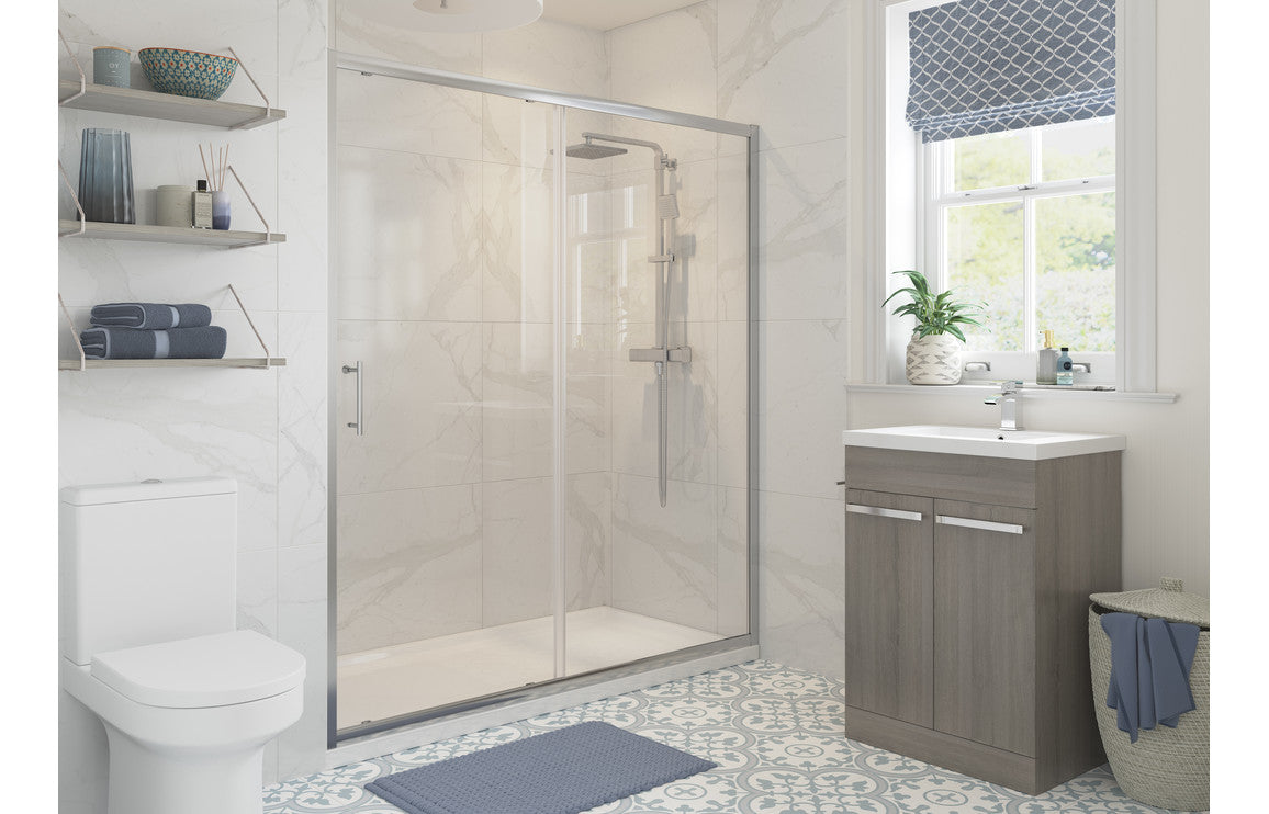 Crystal 1200mm Sliding Door & 700mm Tray Pack - Chrome