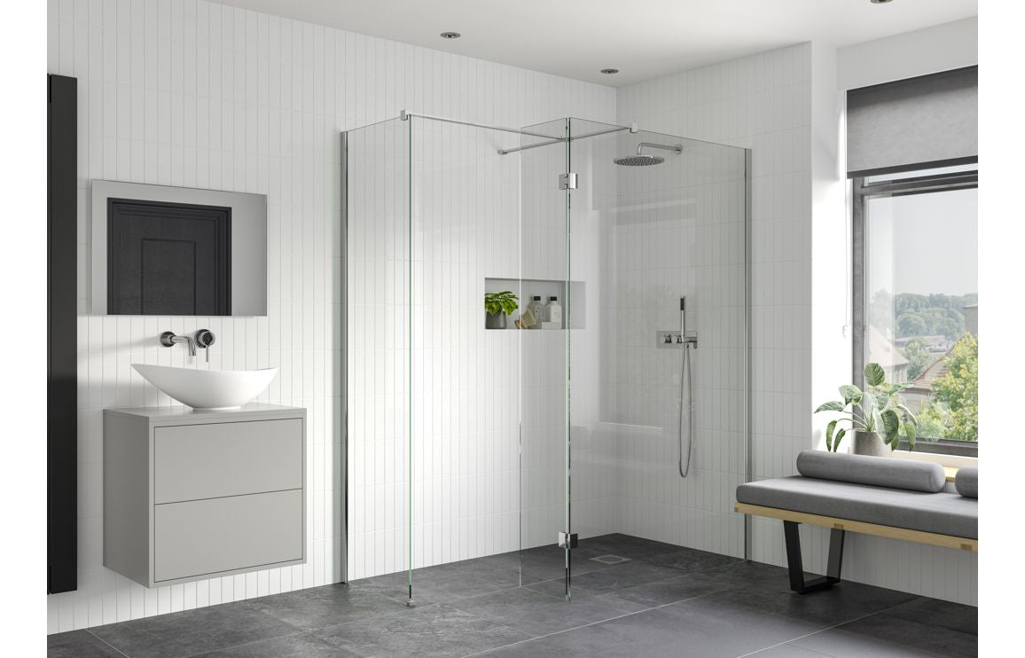 Diamond 700mm Wetroom Side Panel & Arm - Chrome