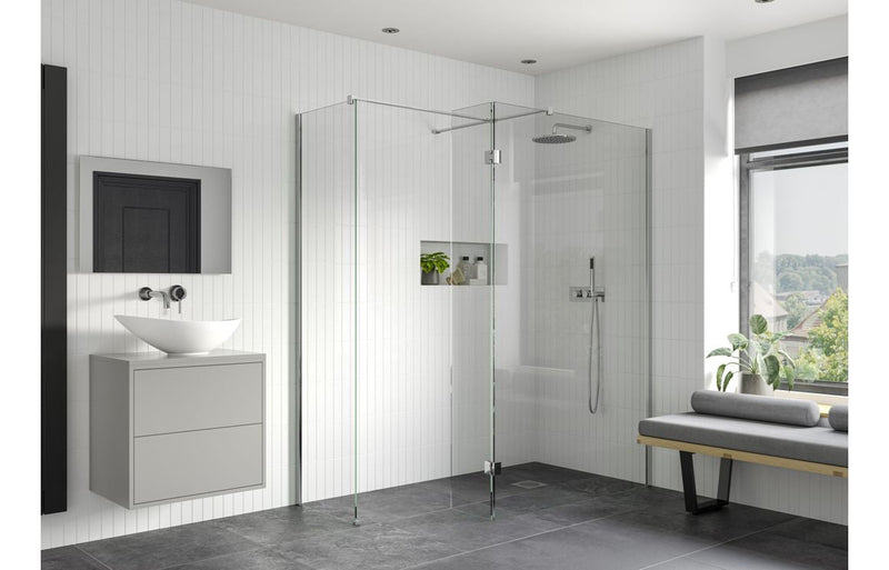 Diamond 700mm Wetroom Side Panel & Arm - Chrome