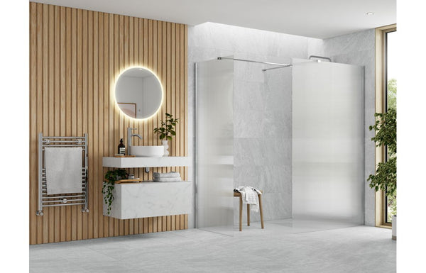 Diamond 900mm Fluted Wetroom Panel & Side Panel Arm - Chrome