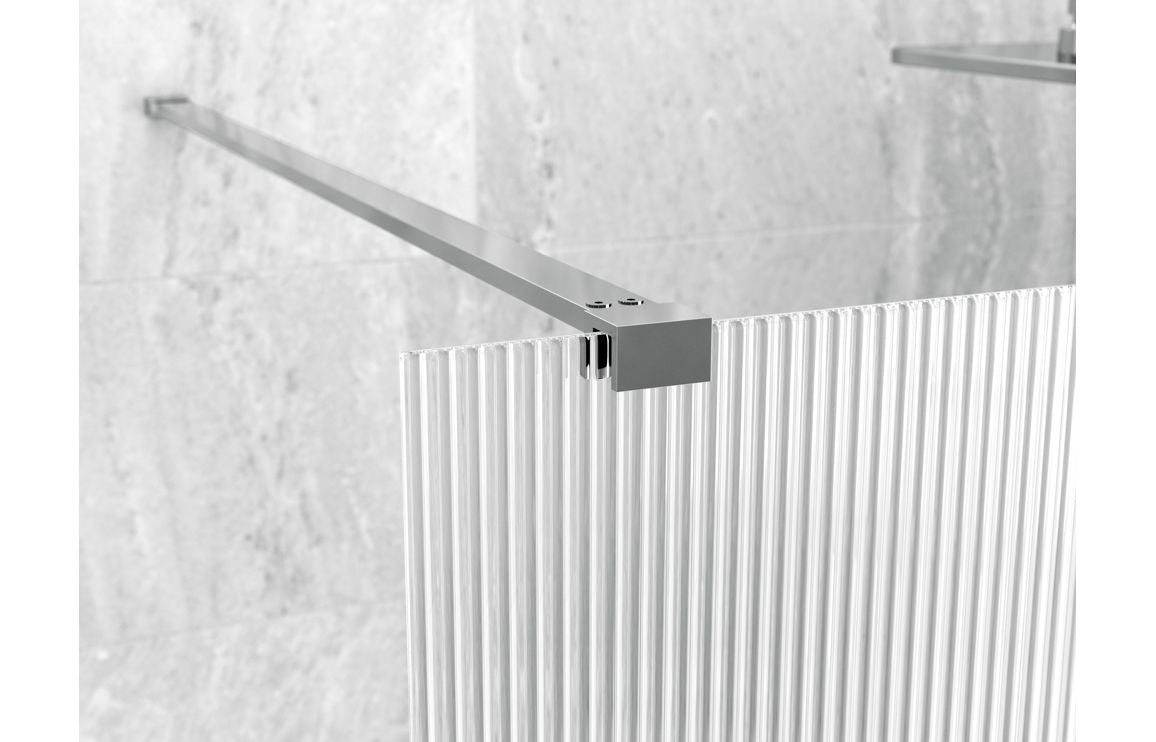 Diamond 1200mm Fluted Wetroom Panel & Support Bar - Chrome